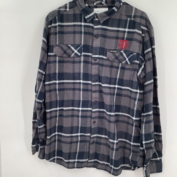 EUC Mens Columbia Texas A&M Aggies Long Sleeved‎ Plaid Flannel - Picture 2 of 8